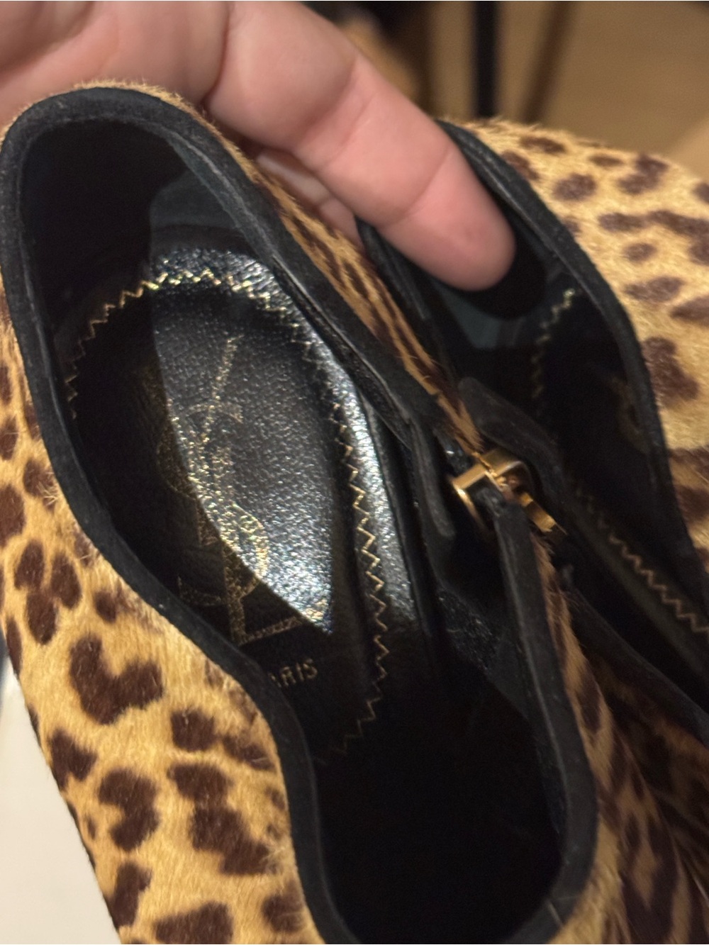 Saint Laurent Leopard-Print Ankle Booties - Brown & Black - Picture 6 of 6